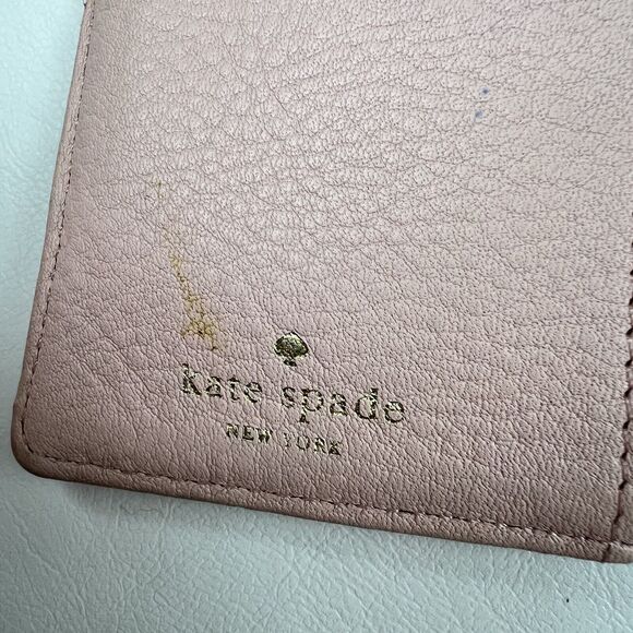 KATE SPADE Bifold Wallet Cobble Hill Blush Pink Pebbled Leather Clutch Preppy - Picture 6 of 9